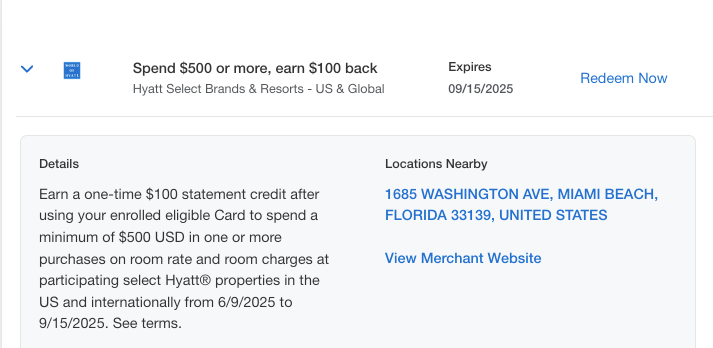 Amex Offer Hyatt