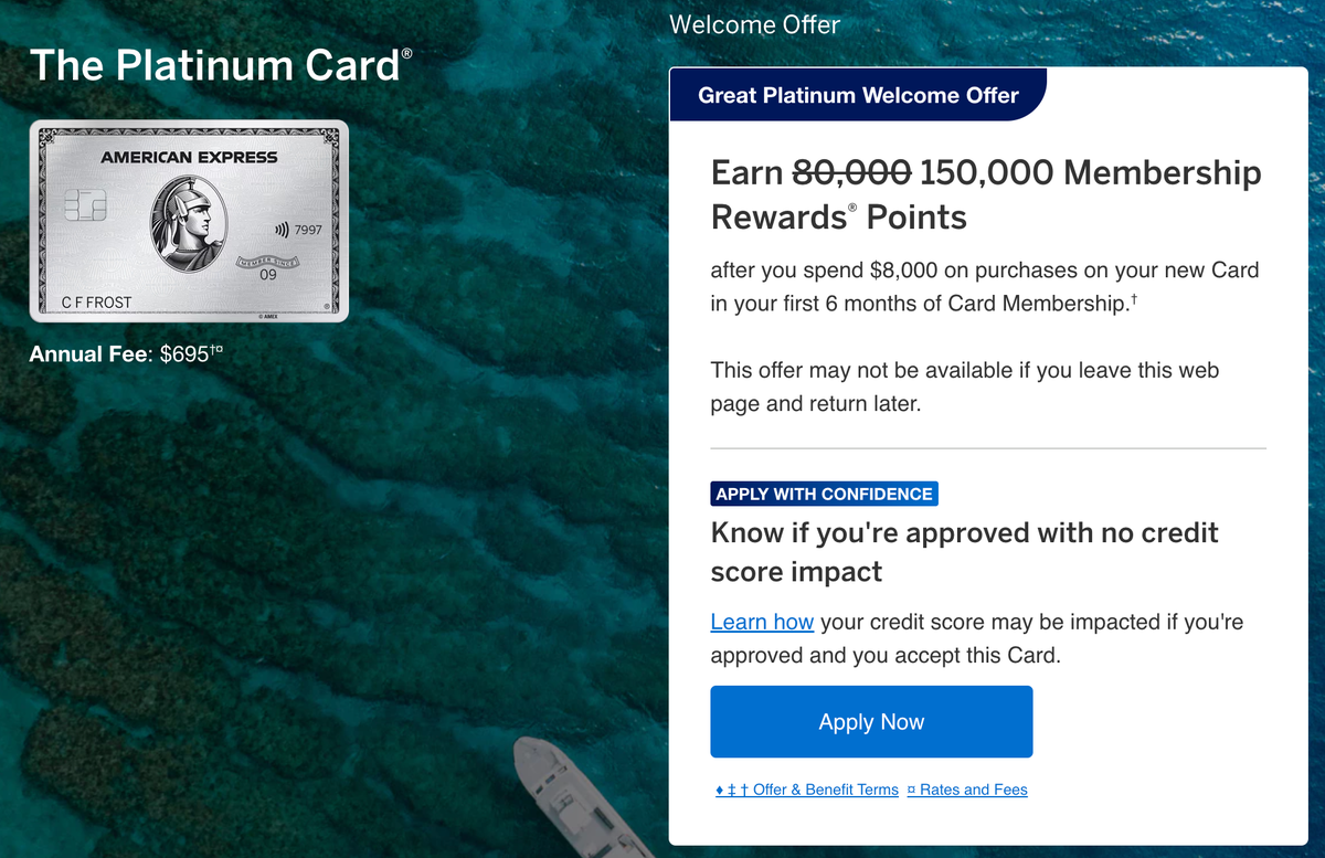 Amex Platinum Card 150k offer JUne 16 2025