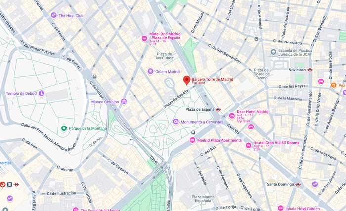 Barcelo Torre de Madrid location closeup