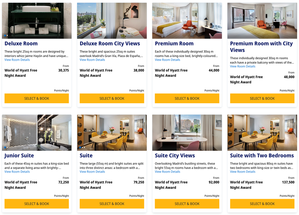 Barcelo Torre de Madrid rates using Hyatt points