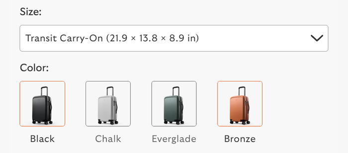Bellroy Transit Carry On bag color options