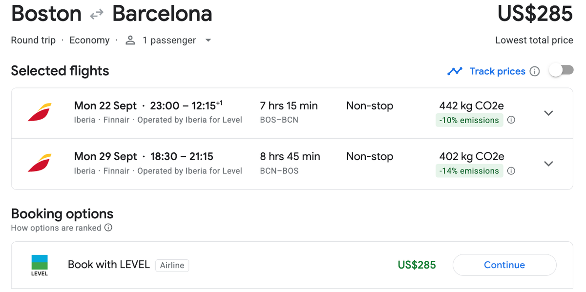 Boston to Barcelona from 285 USD