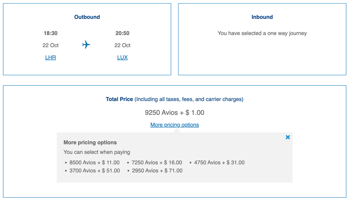 British Airways Award Flight From London to Luxembourg