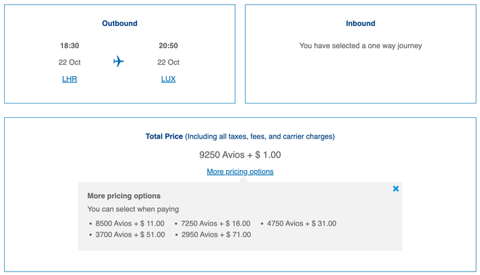 British Airways Award Flight From London to Luxembourg
