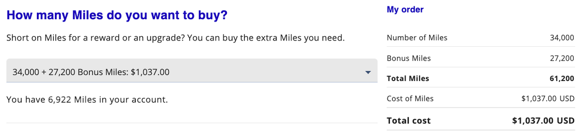 Buying Flying Blue Miles for 1K USD