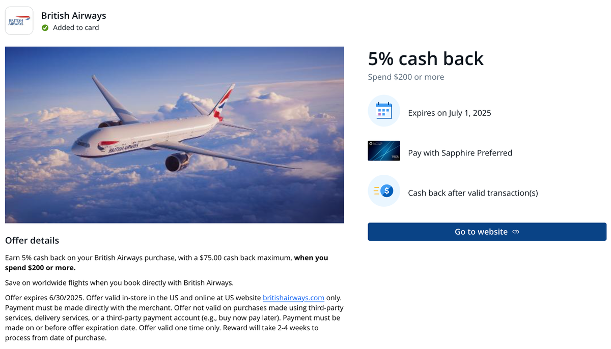 Chase Offer British Airways June 2025