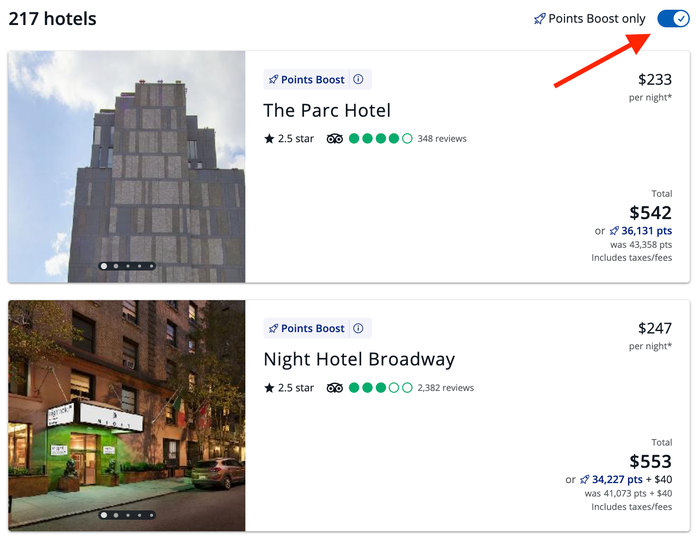 Chase Travel Portal hotels Points Boost only Chase Travel Portal hotels Points Boost only