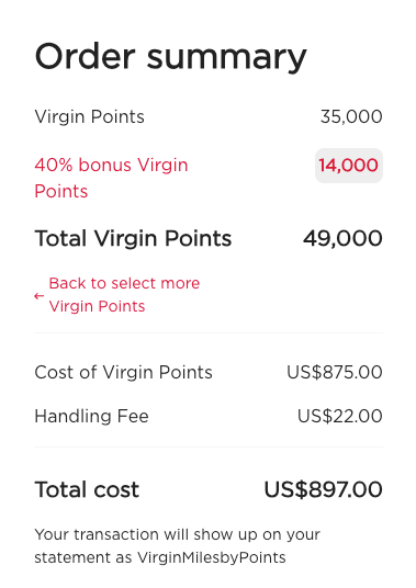 Cost of 49k Virgin Points Cost of 49k Virgin Points