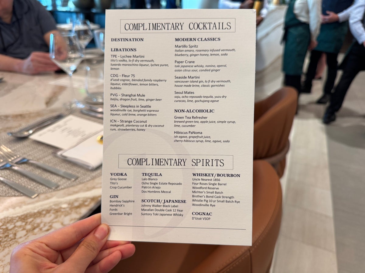 Delta One Lounge Cocktail Menu