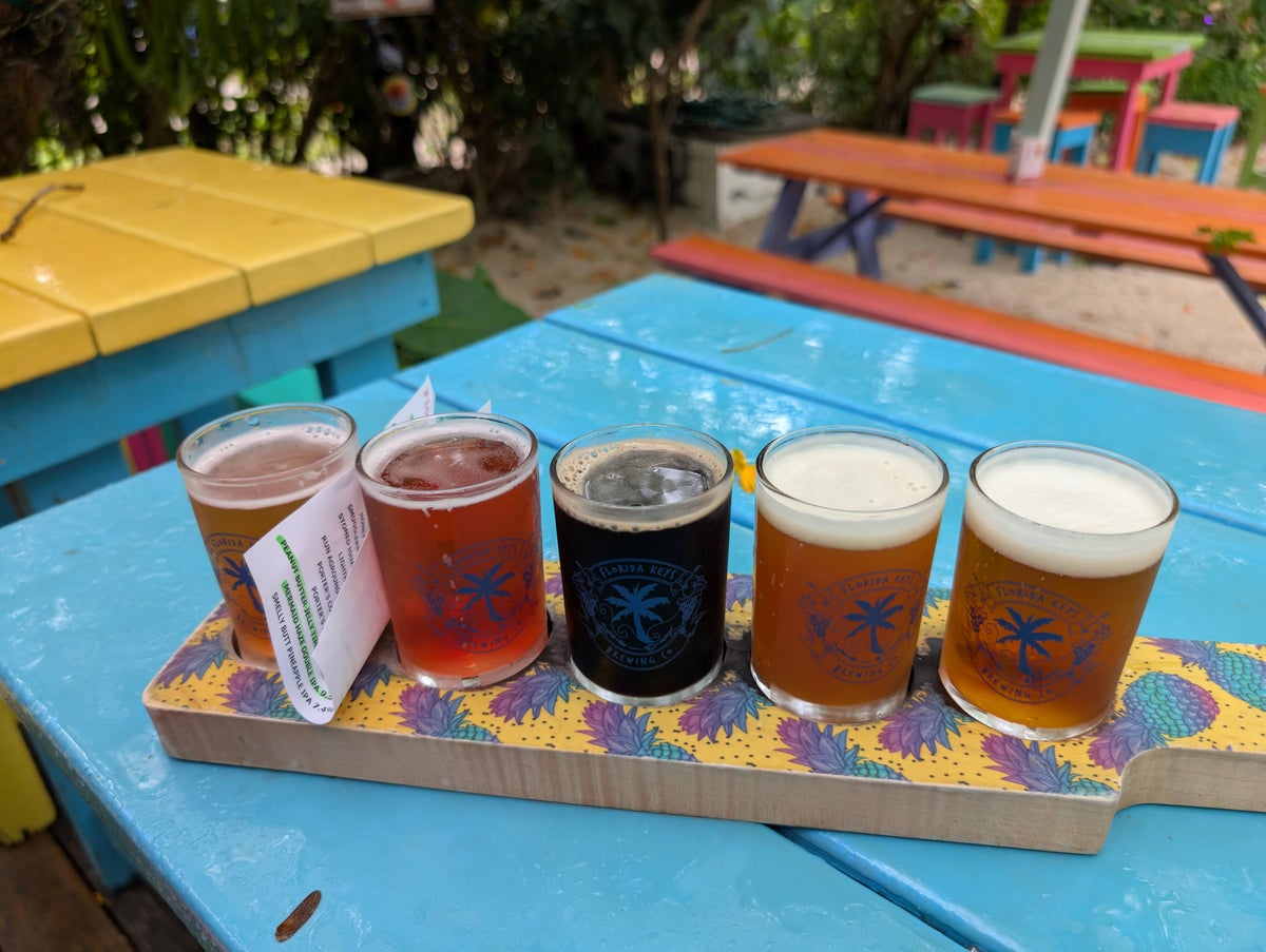 Florida Overseas Highway road trip Florida Keys Brewing beer flight