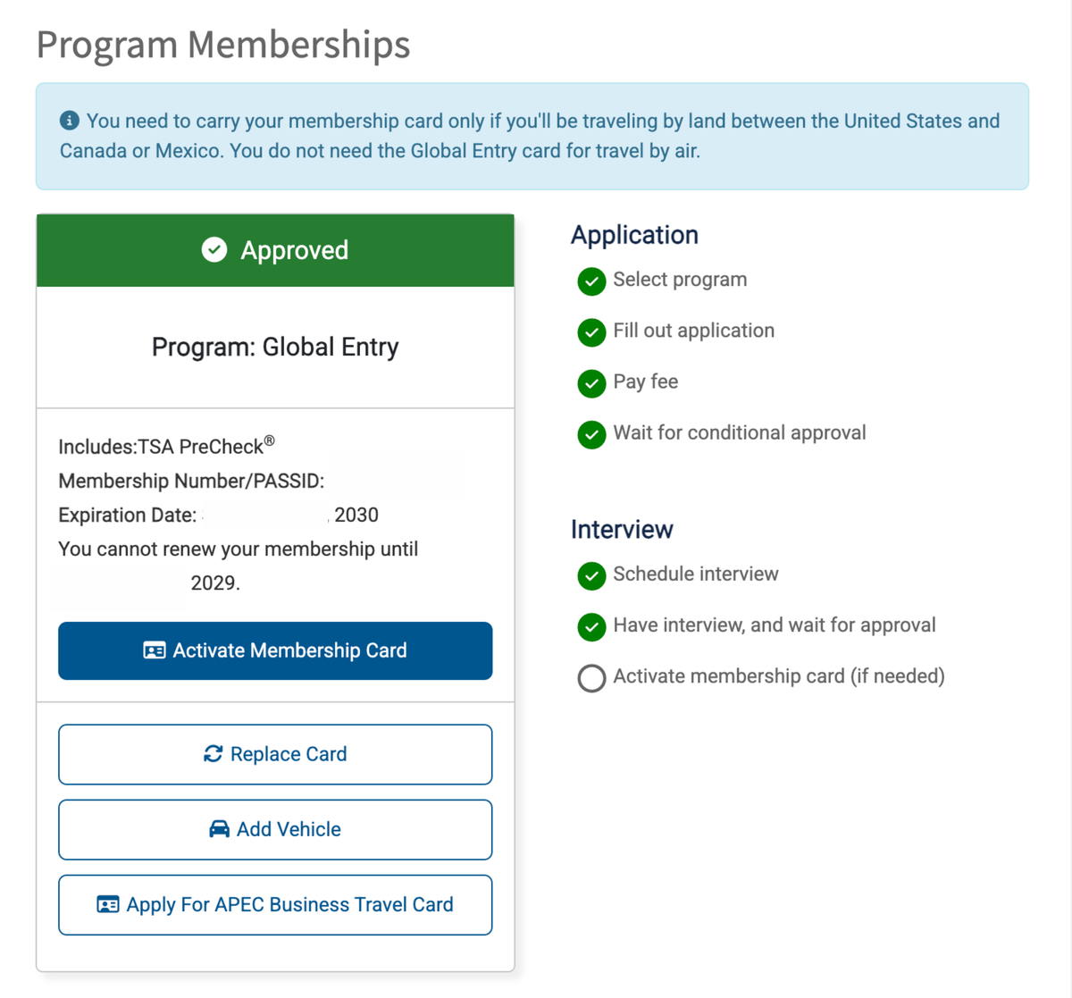 Global Entry Renewal Approved