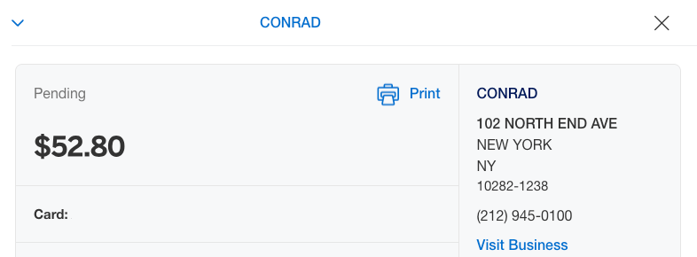 Hilton Conrad charge on an Amex account