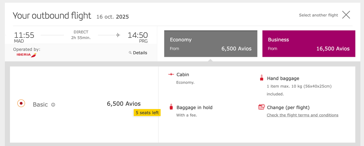 Iberia Award Flight From Madrid to Prague