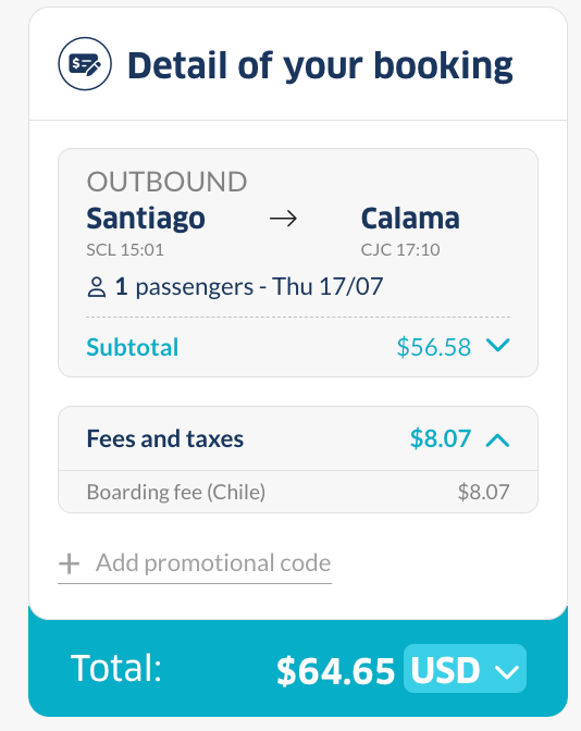 JetSMART cash booking