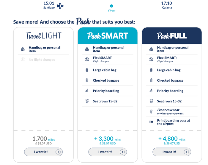 JetSMART fare types