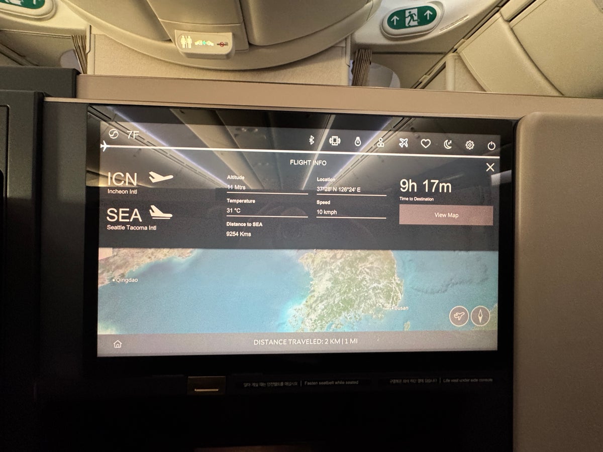 Korean Prestige 2.0 Suites IFE Screen Map
