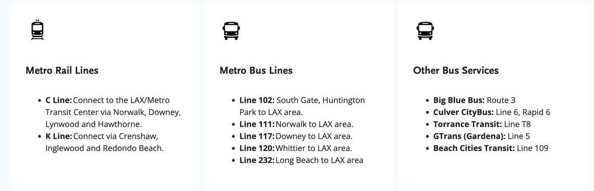 LAXMetro Transit Center links