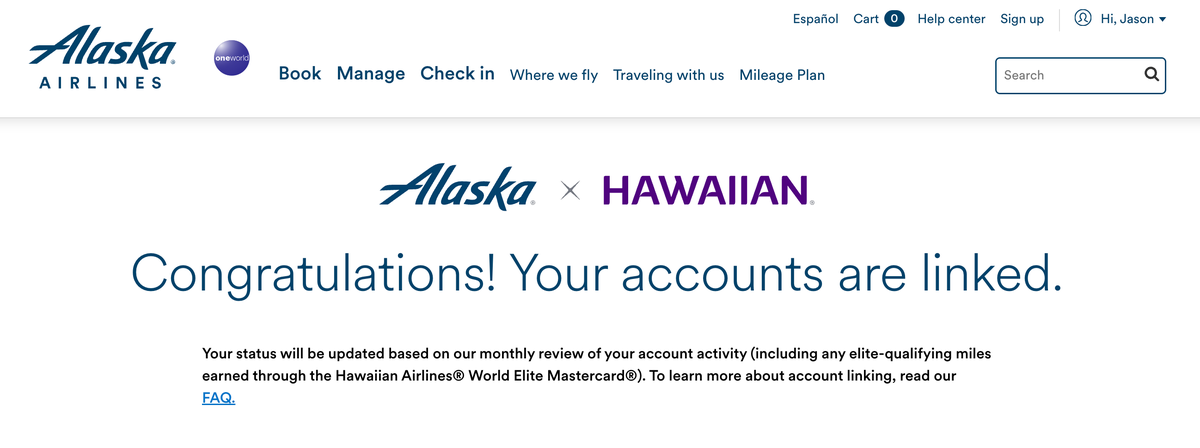 Link Alaska and Hawaiian accounts