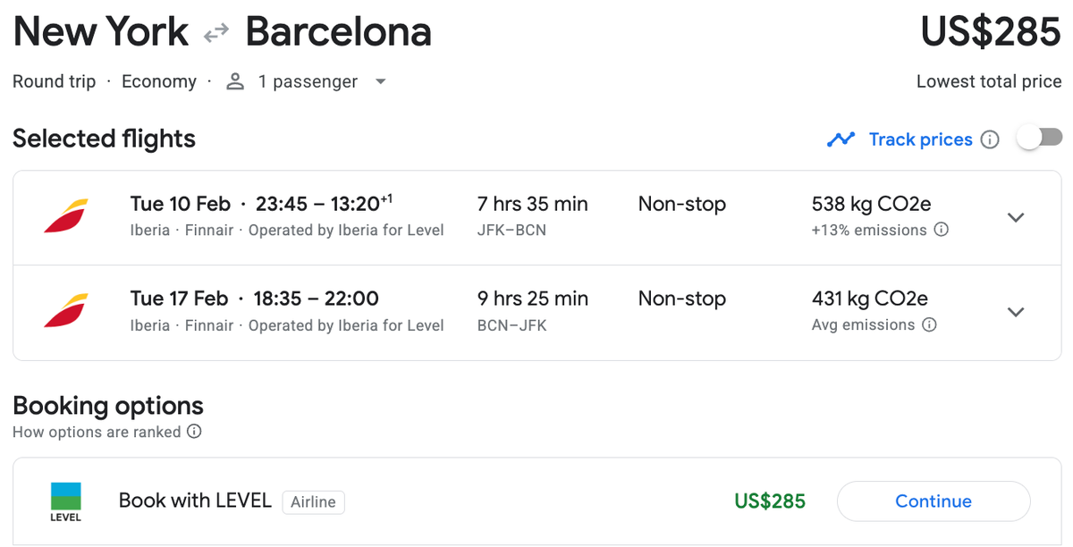 New York to Barcelona from 285 USD