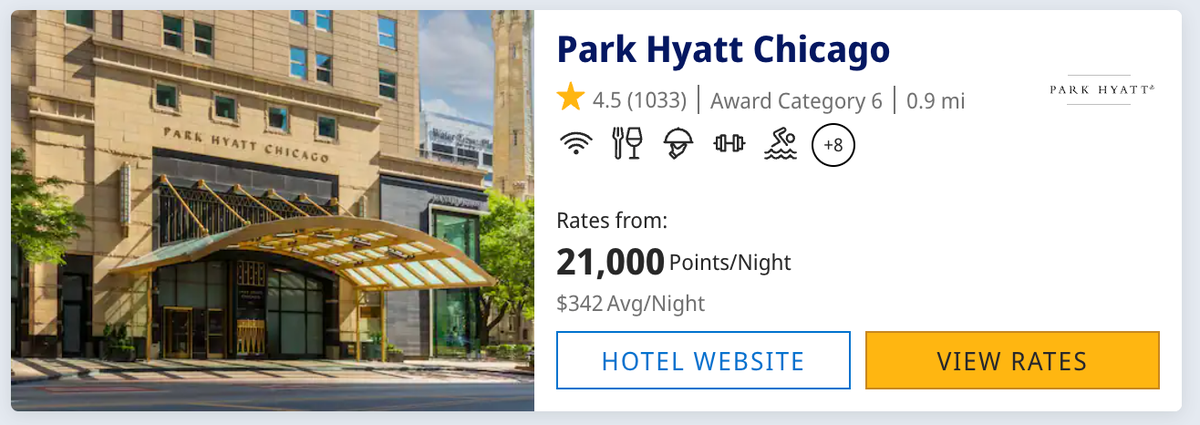 Park Hyatt Chicago Award Pricing