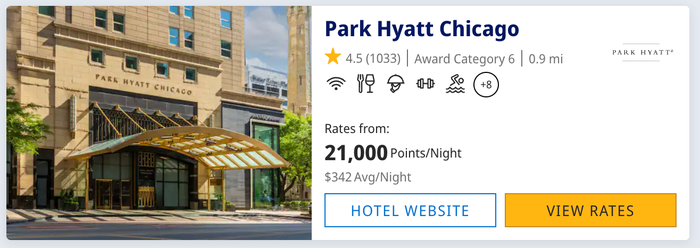 Park Hyatt Chicago Award Pricing