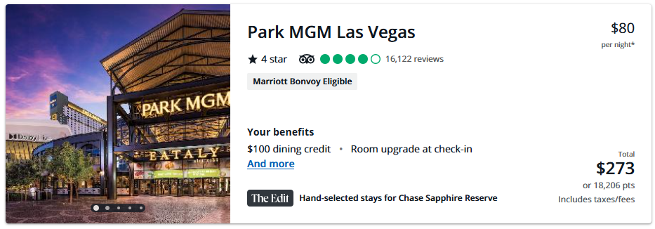 Park MGM Las Vegas The Edit by Chase Travel booking