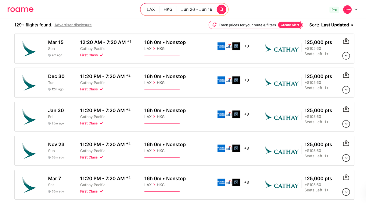 Roame Cathay first alert LAX HKG
