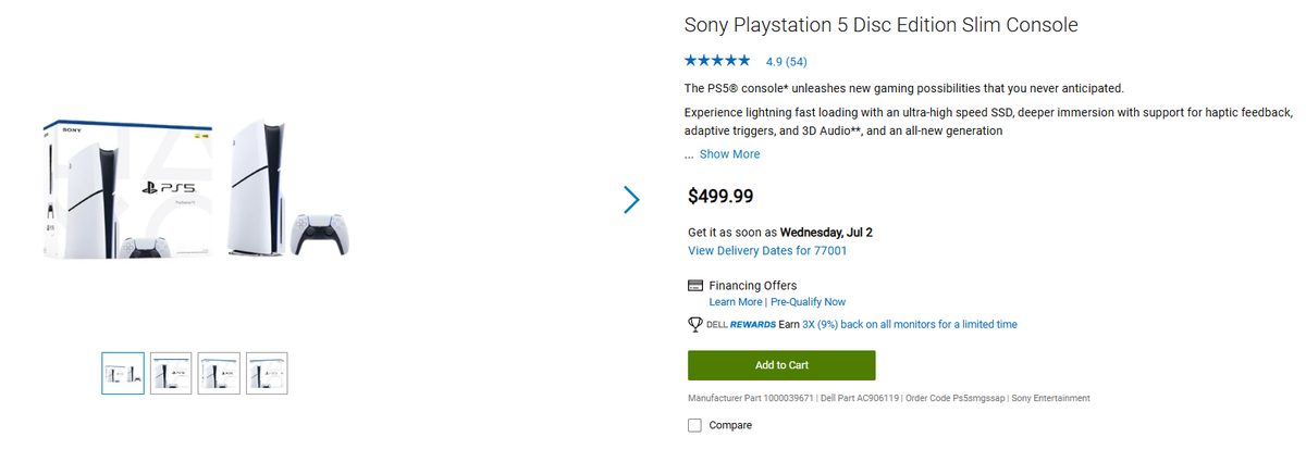 Sony Playstation 5 Disc Edition Slim Console