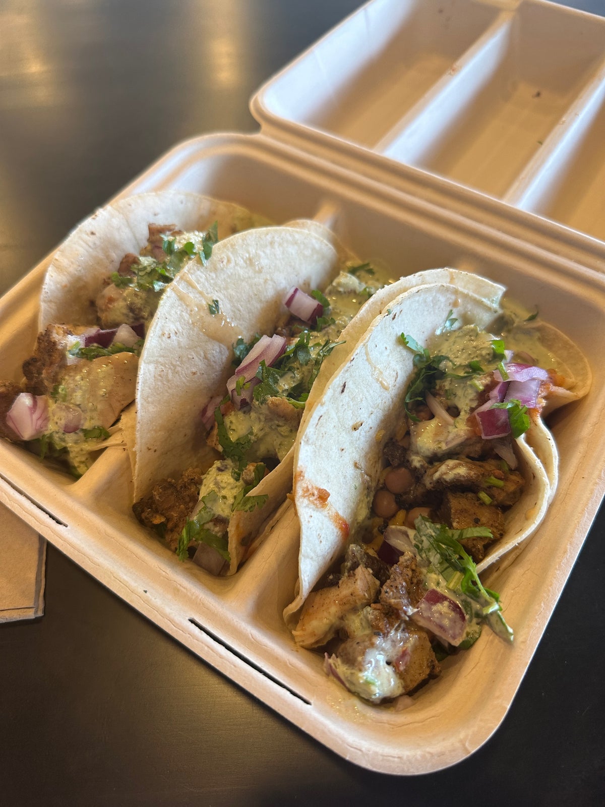 Tacos in a to go container