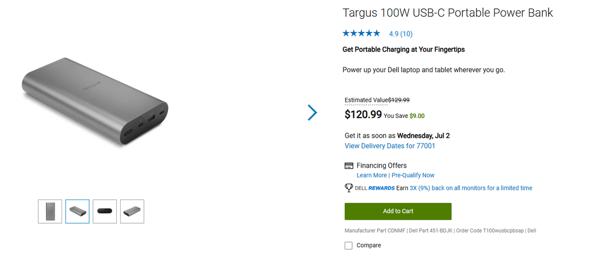 Targus 100W USB C Portable Power Bank