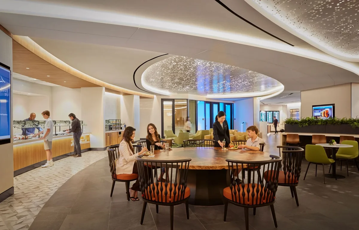 The Club SFO central seating area