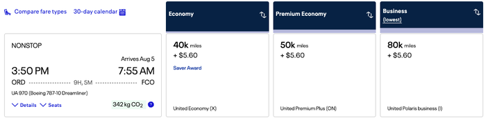United 80k Awards business to Europe United 80k Awards business to Europe