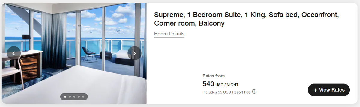 W Fort Lauderdale Supreme 1 bedroom suite booking
