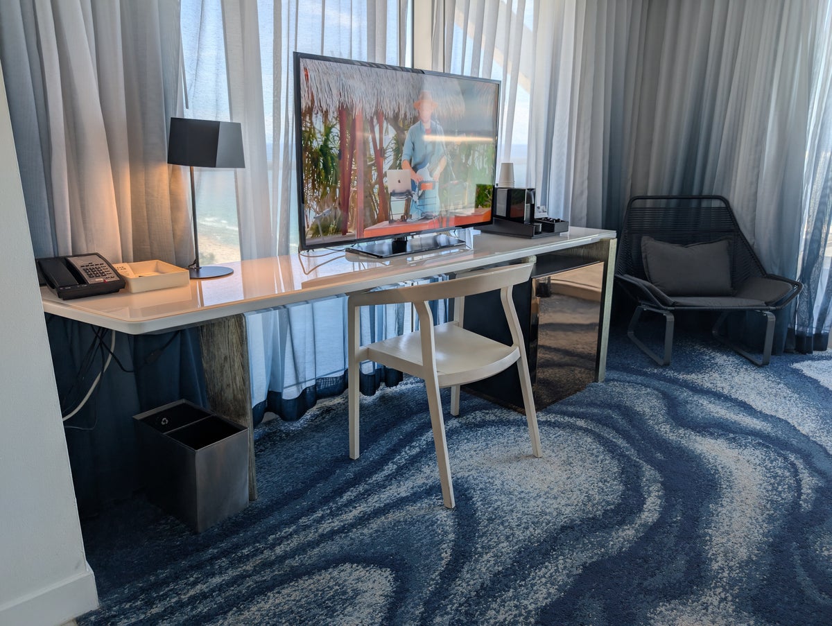 W Fort Lauderdale Supreme Suite bedroom table and TV