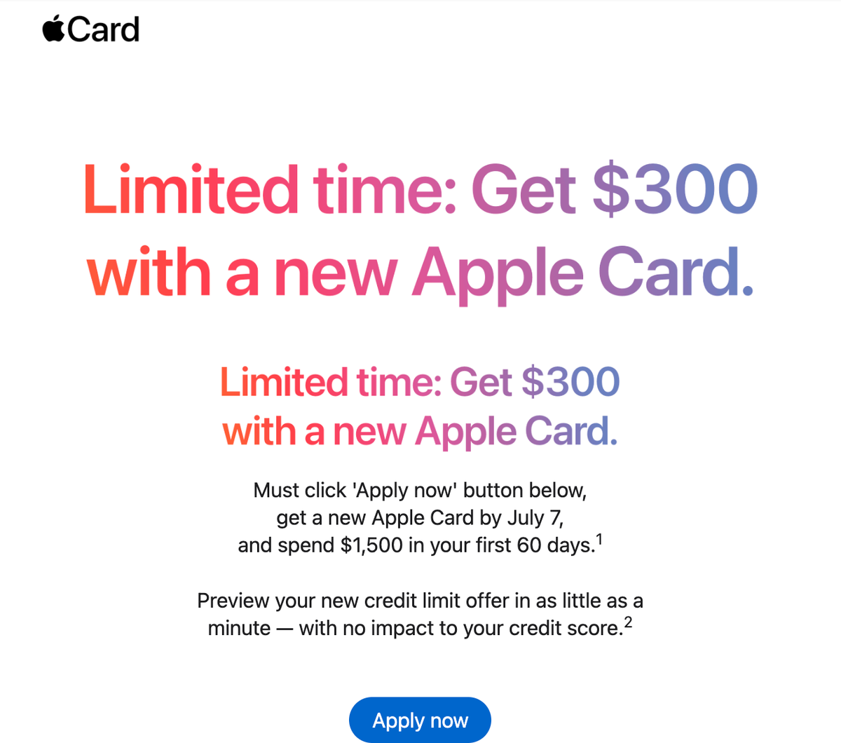 apple card offer