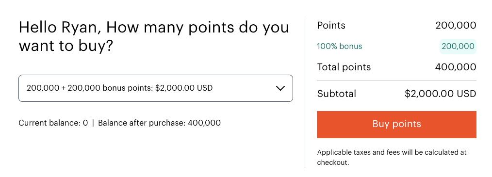 buy IHG points 100 bonus June 2025