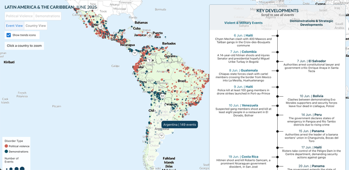 ACLED incident map Latin America Caribbean June 2025