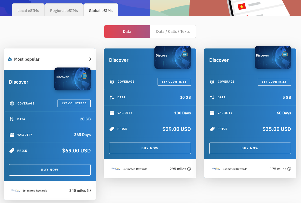 Airalo earning rates examples global eSIMs