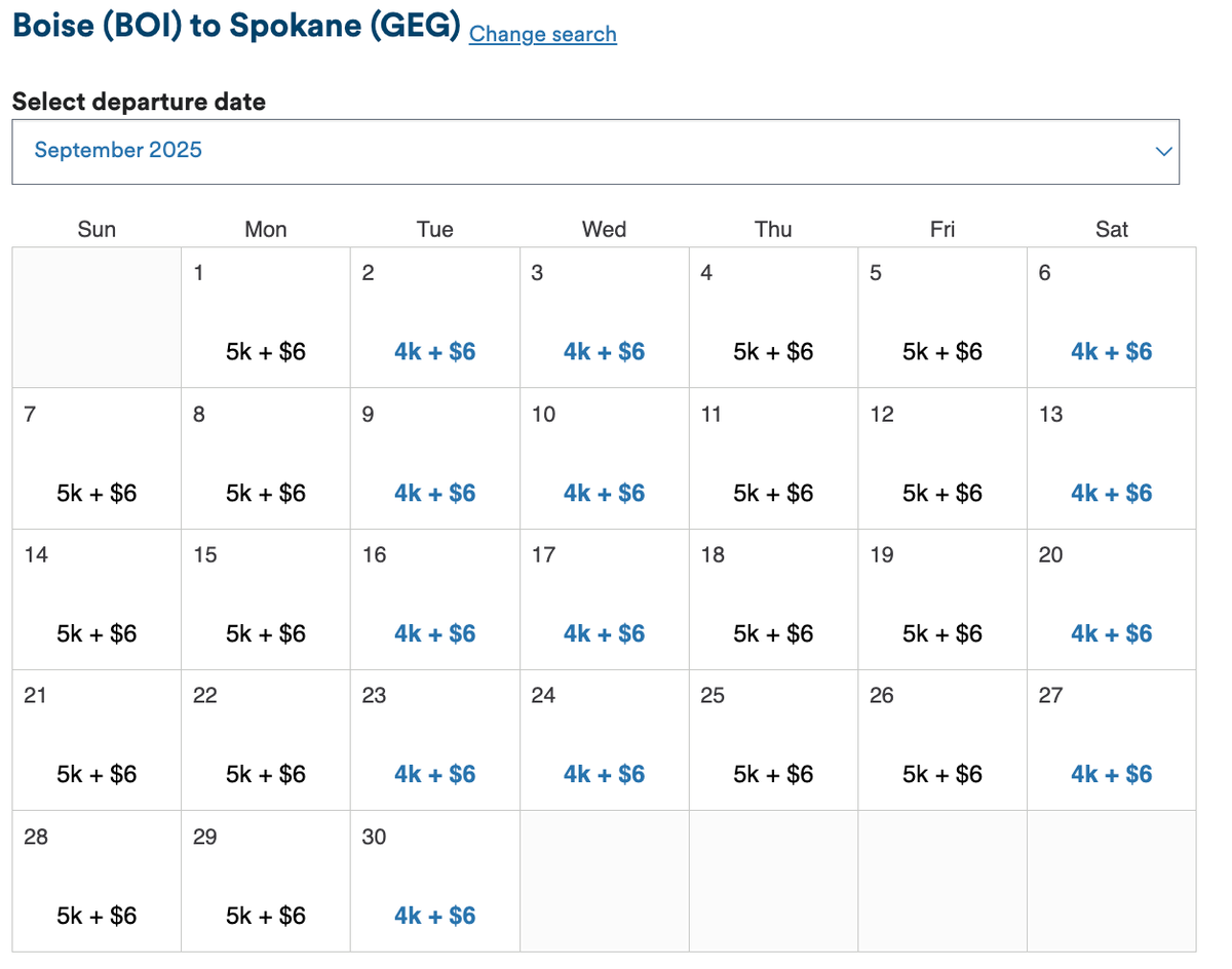 Alaska Airlines Award Calendar