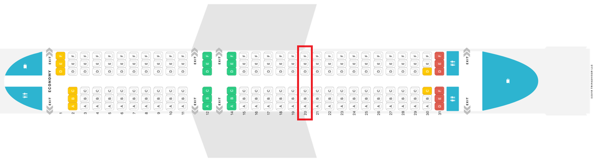 Allegiant Air Airbus A320 row20