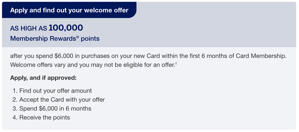 Amex Gold Card as high as 100k offer Jluy 7 2025