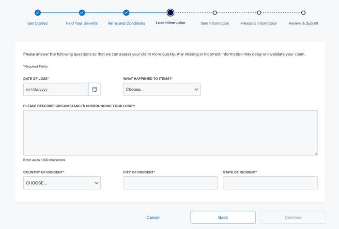 Amex Loss Information