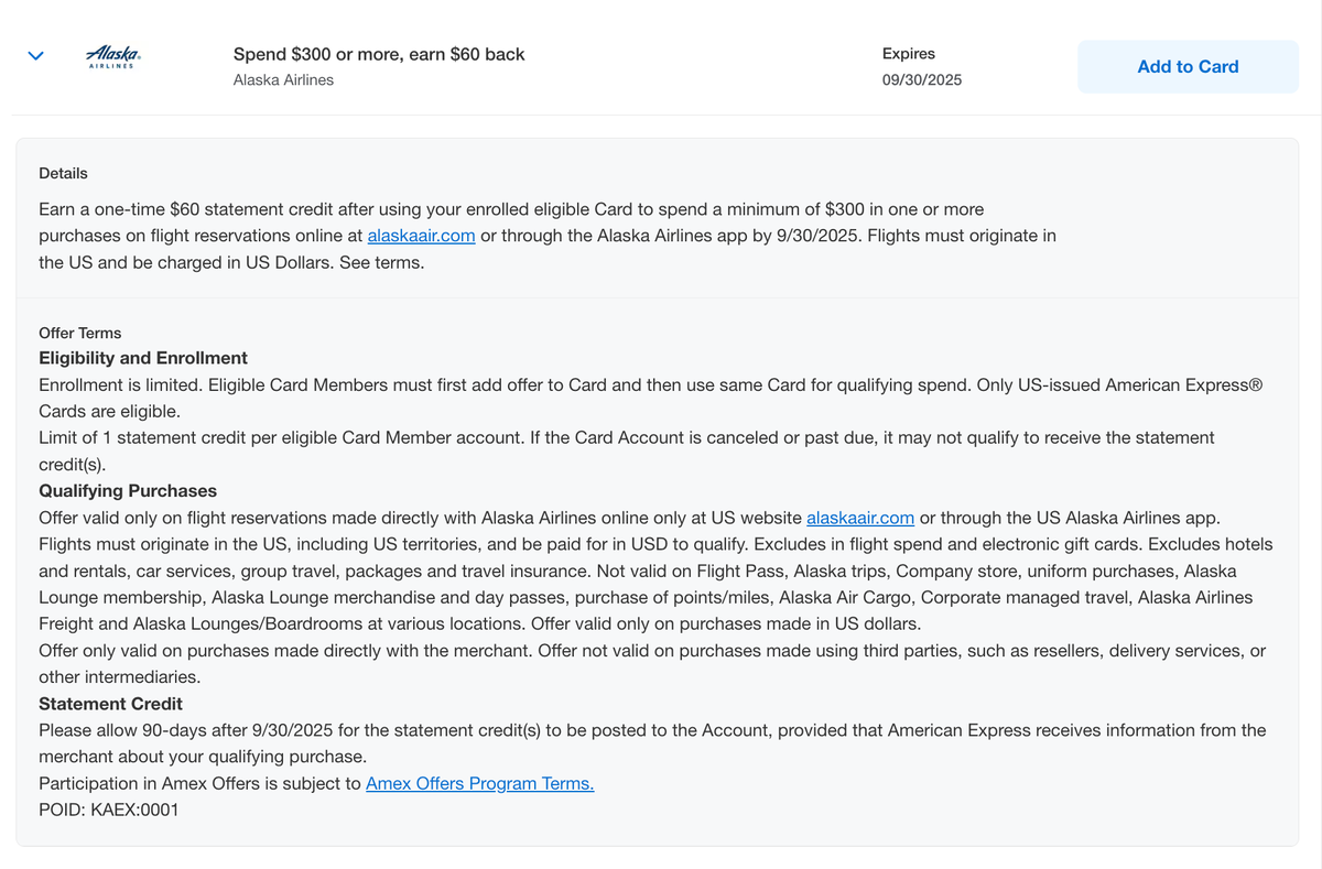 Amex Offer Alaska Airlines July 2025