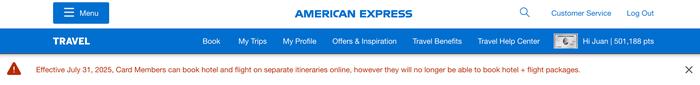 Amex flighthotel notice Amex flighthotel notice
