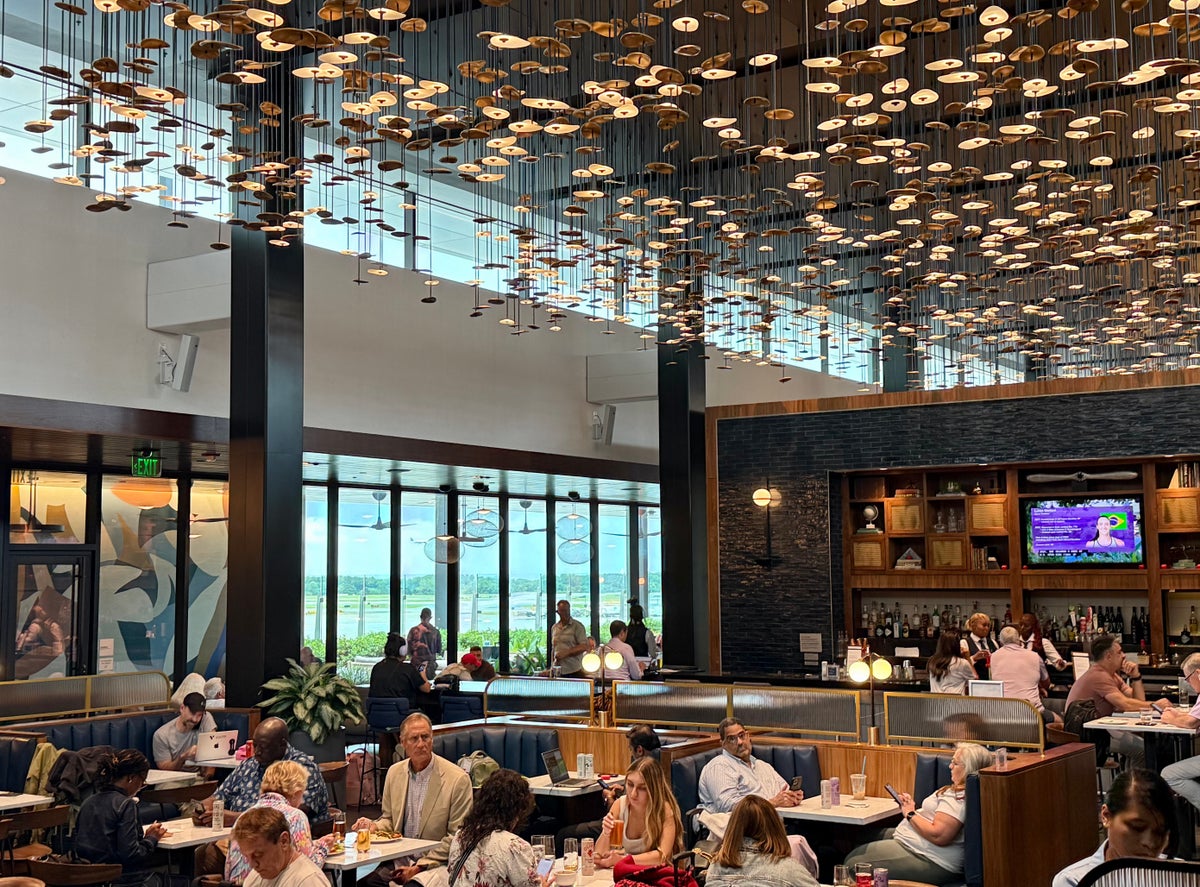 Atlanta ATL American Express Centurion Lounge dining area looking out to terrace