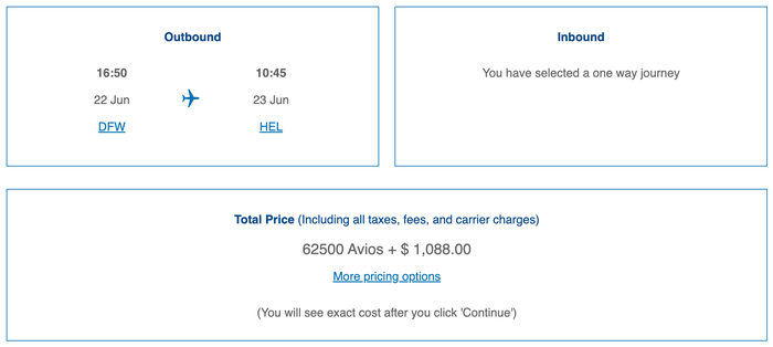 British Avios redemption Finnair DFW HEL business