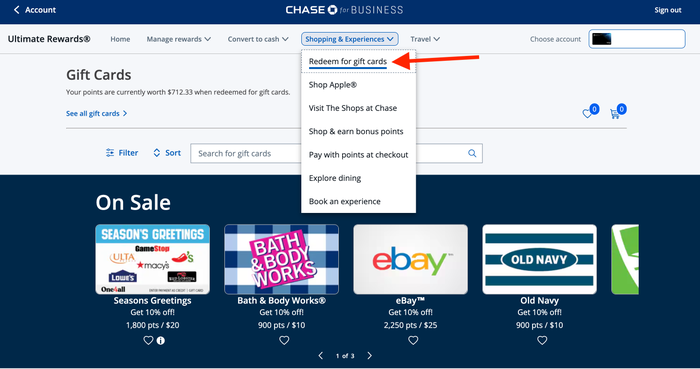 Buy gift cards through Chase Ultimate Rewards Buy gift cards with chase points