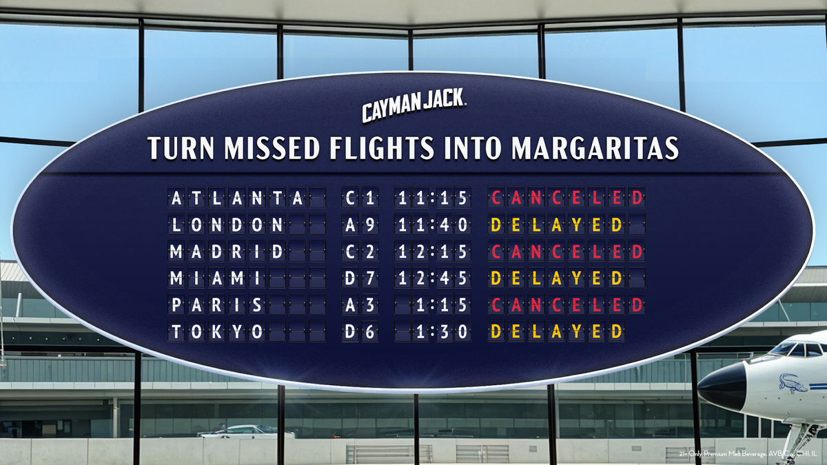 Cayman Club Lounge flight board