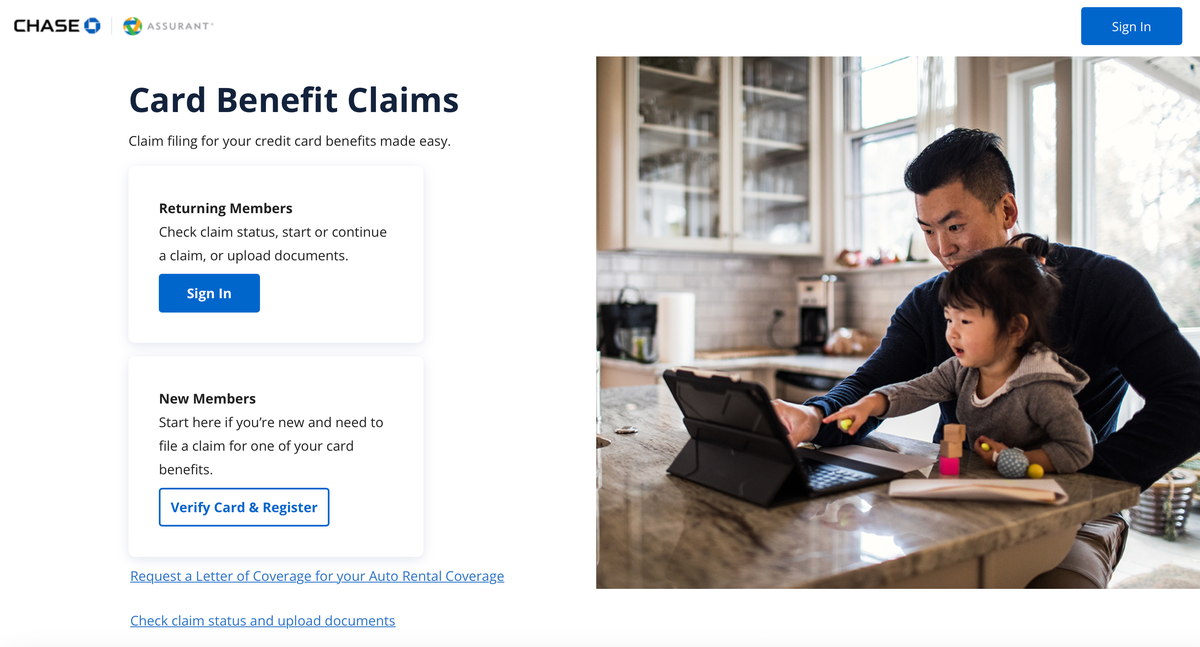 Chase/Assurant Card Benefit Claims Homepage