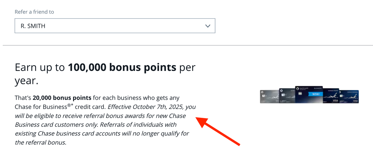 Chase new referral limit message